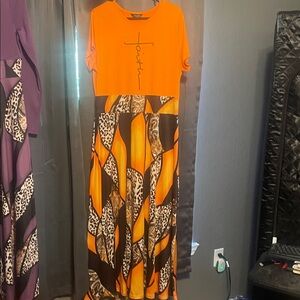 Faith Orange and Brown Maxi Dress